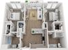 Floor plan image of B1, 2-bedroom apartment